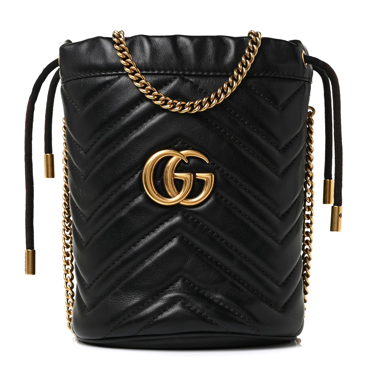 Calfskin Matelasse Mini GG Marmont 2.0 Bucket Bag Black