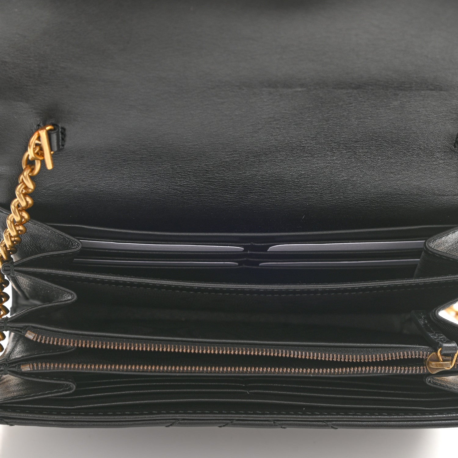 Gucci Calfskin Matelasse GG Marmont Chain Wallet Black 5 of 9