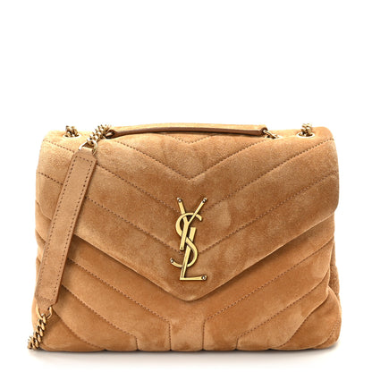 Saint Laurent Suede Calfskin Y Quilted Monogram Small Loulou Chain Satchel Cinnamon 1 of 9