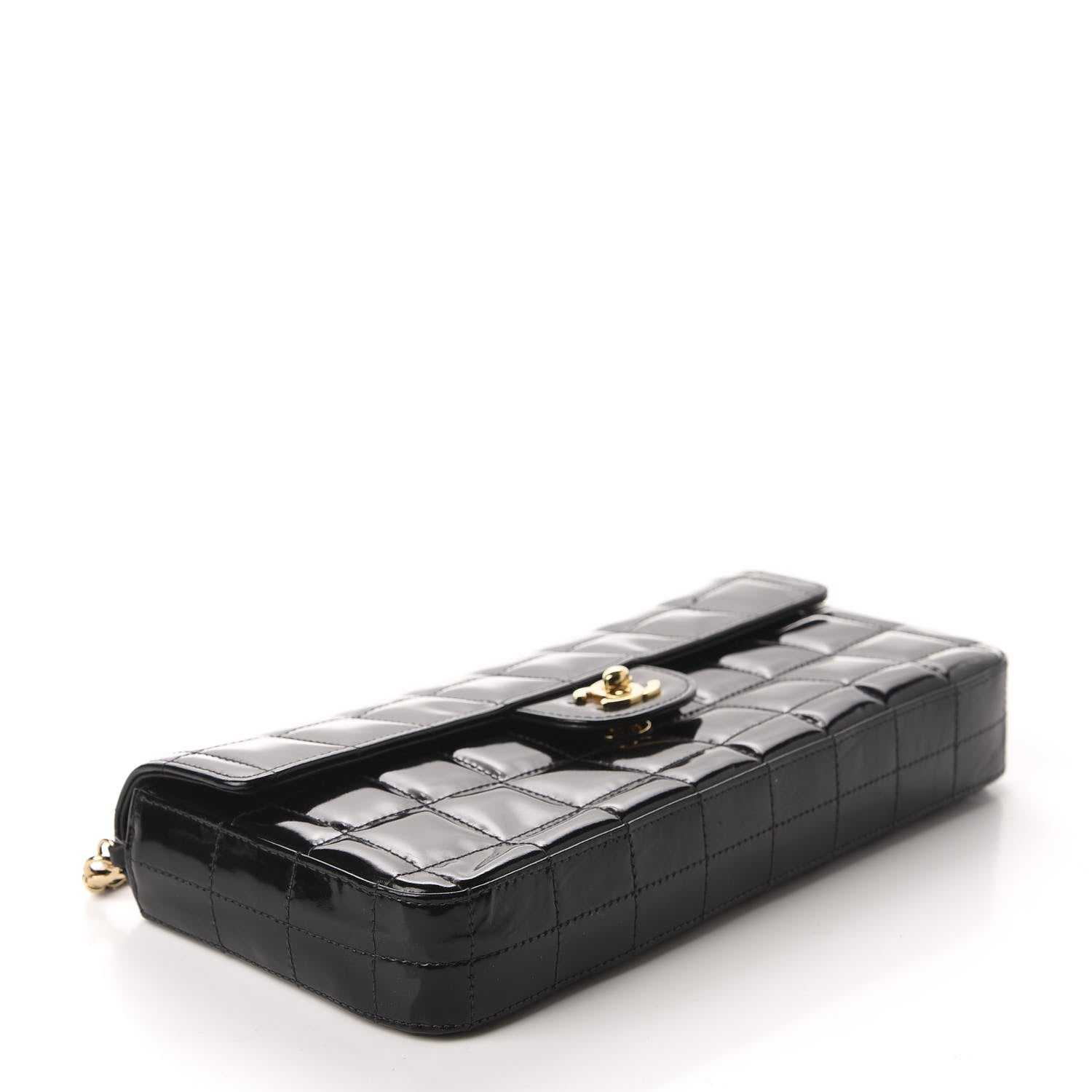 Chanel Patent Quilted East West Chocolate Bar Flap Black 4 of 13