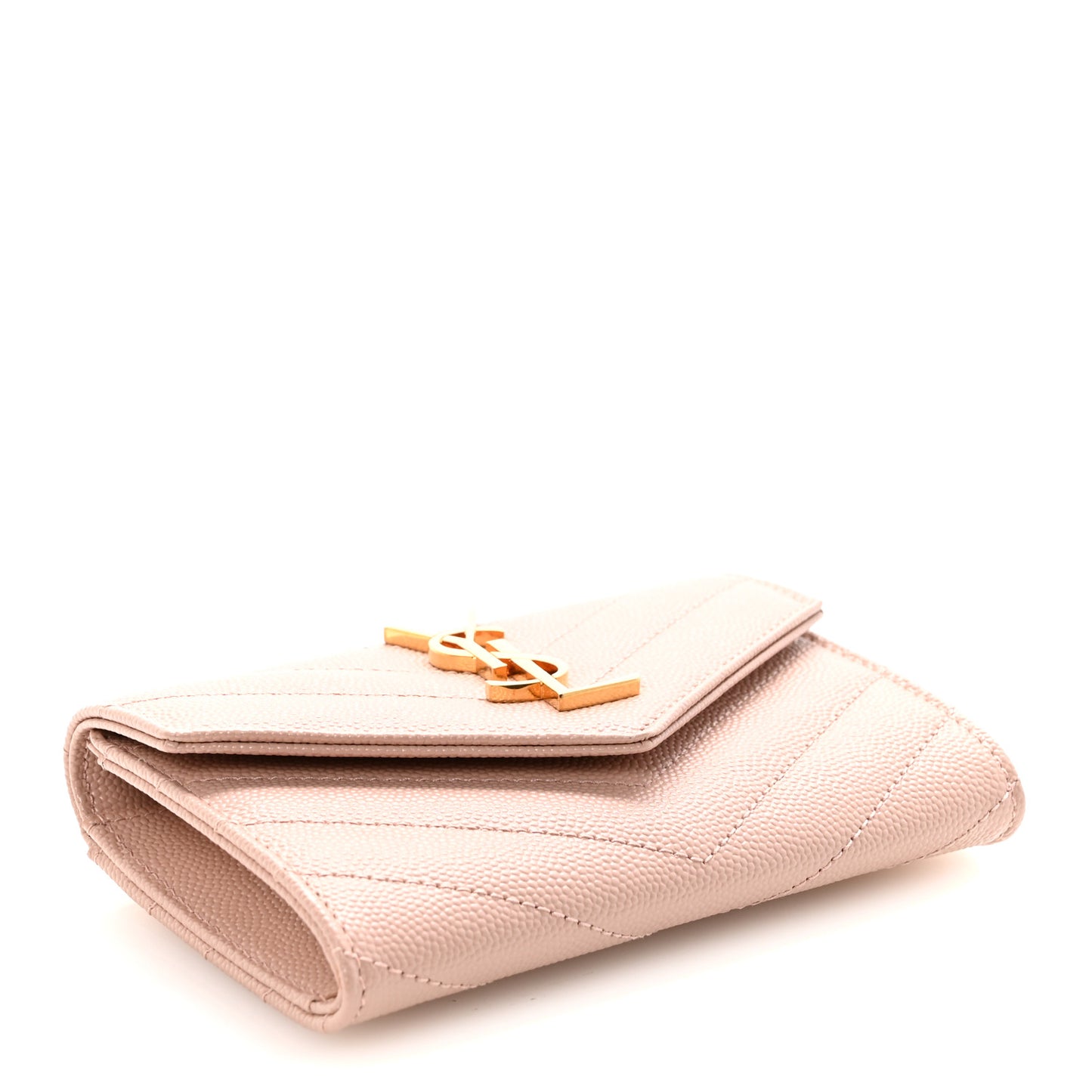 Grain De Poudre Matelasse Chevron Small Monogram Envelope Wallet Pale Pink
