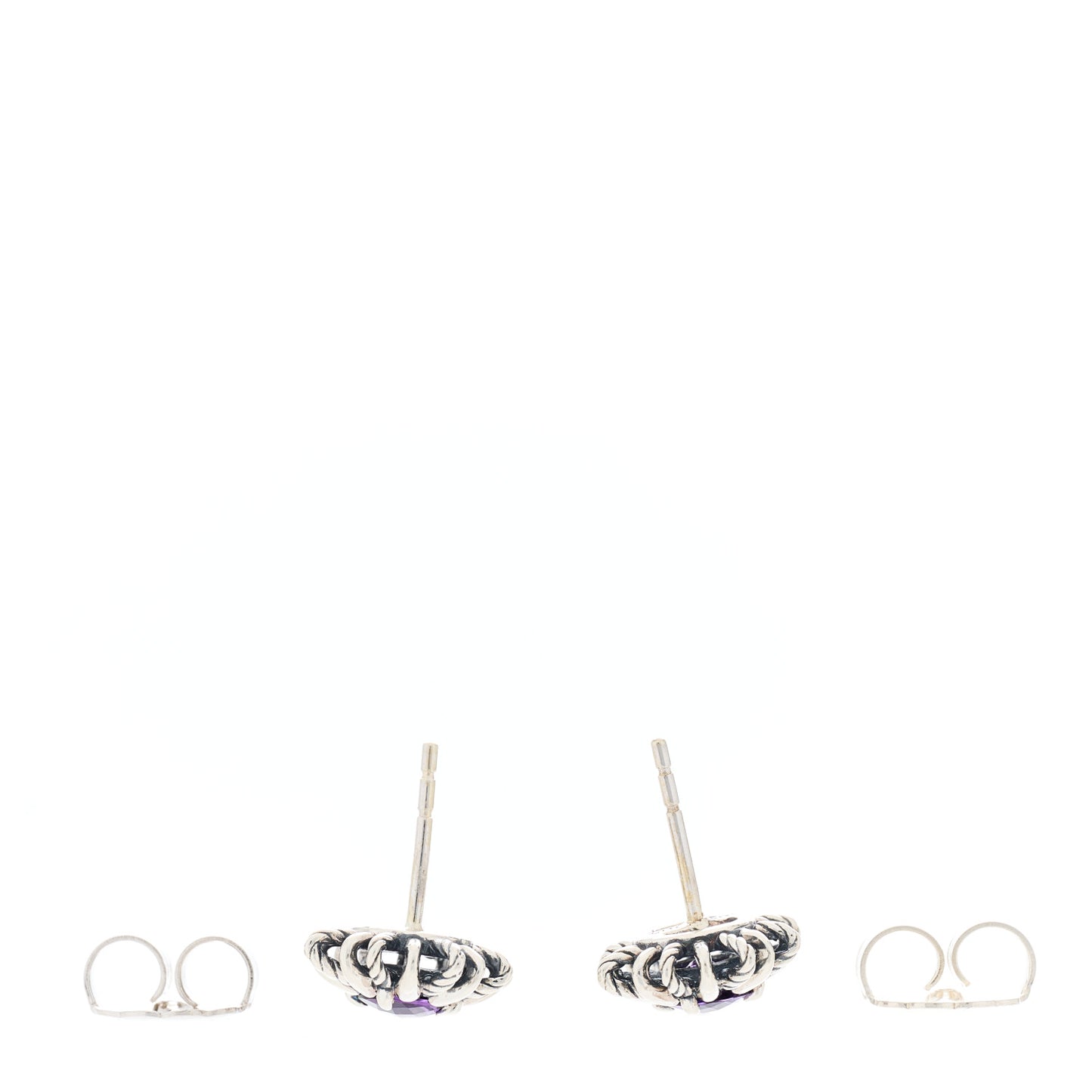 Sterling Silver Amethyst Starburst Stud Earrings