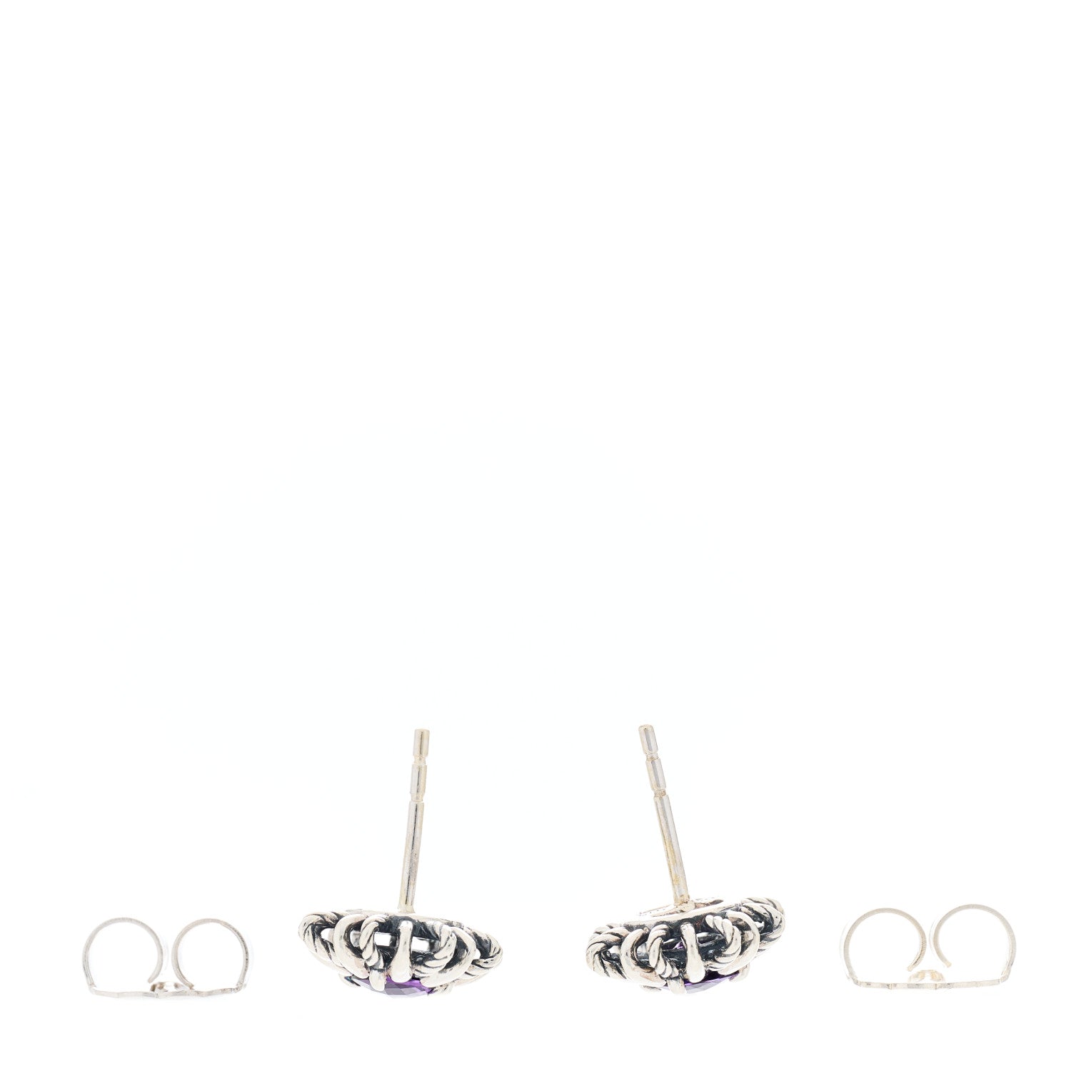 David Yurman Sterling Silver Amethyst Starburst Stud Earrings 3 of 4