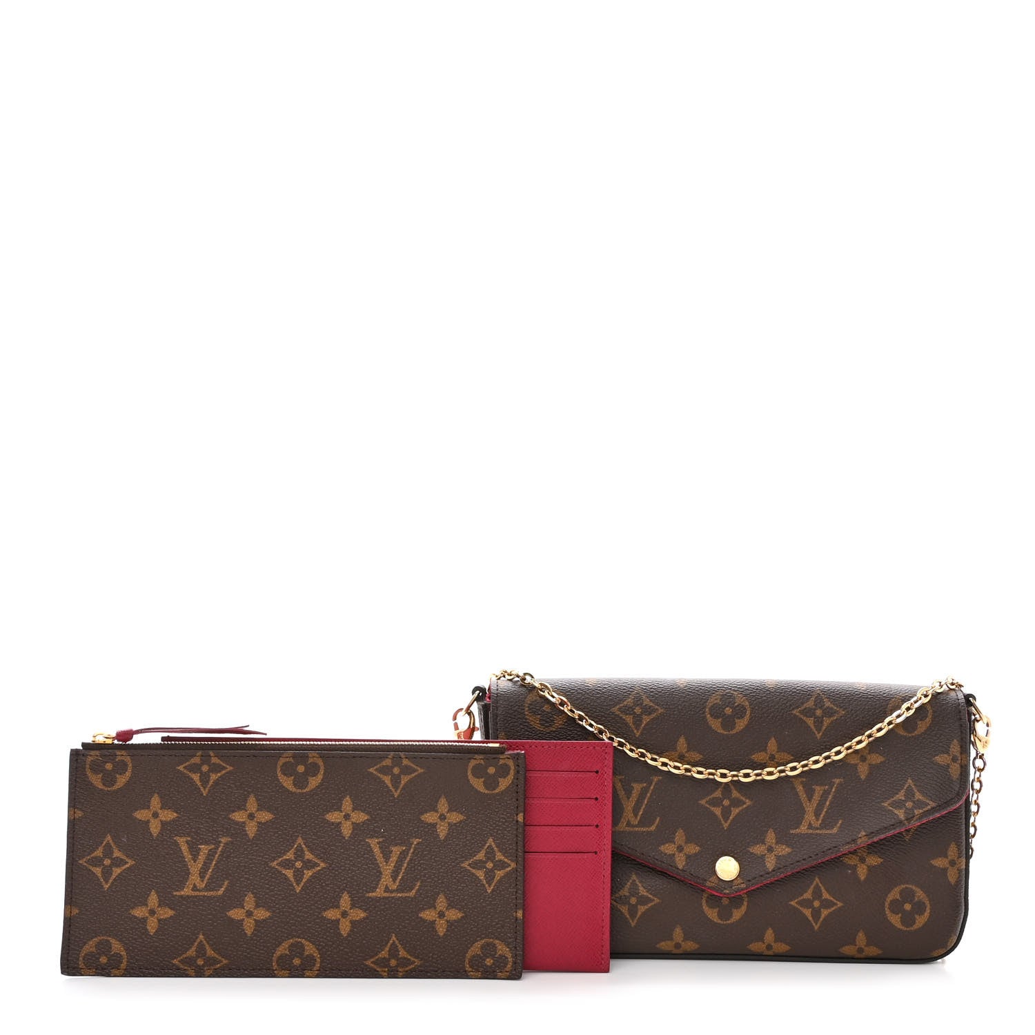 Louis Vuitton Monogram Pochette Felicie Chain Wallet Fuchsia 1 of 15