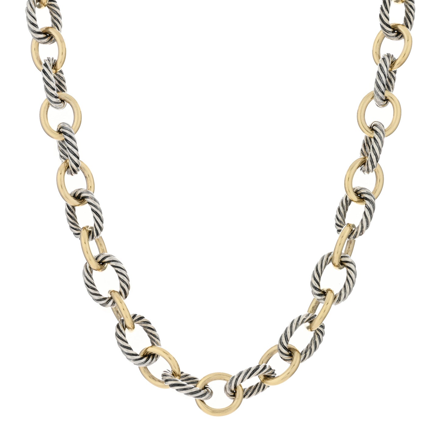 Sterling Silver 18K Yellow Gold 12mm Large Oval Link Necklace