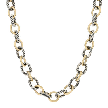 David Yurman Sterling Silver 18K Yellow Gold 12mm Large Oval Link Necklace 1 of 4