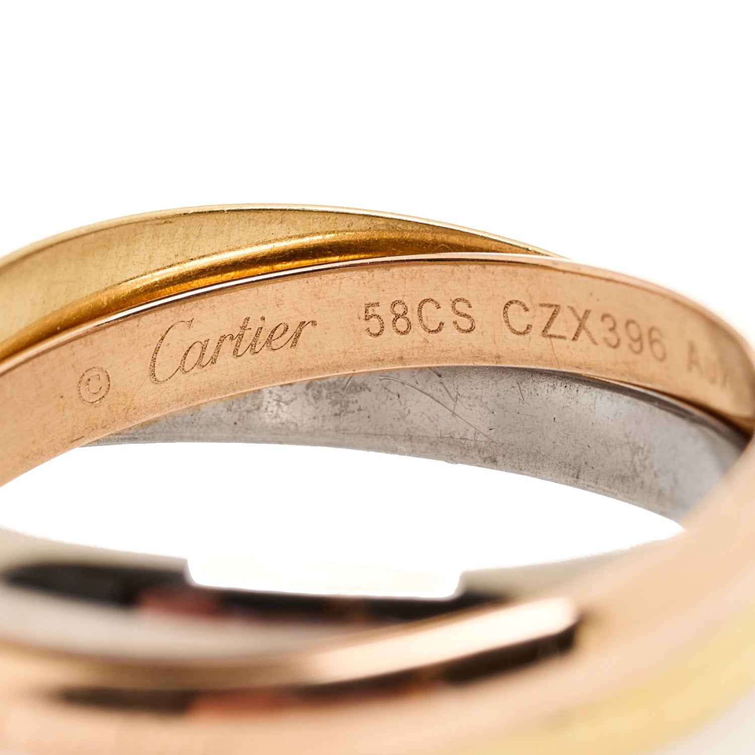 Cartier 18K Pink Yellow White Gold Small Trinity Ring 58 8.25 7 of 9
