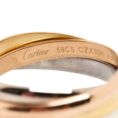 Cartier 18K Pink Yellow White Gold Small Trinity Ring 58 8.25 7 of 9