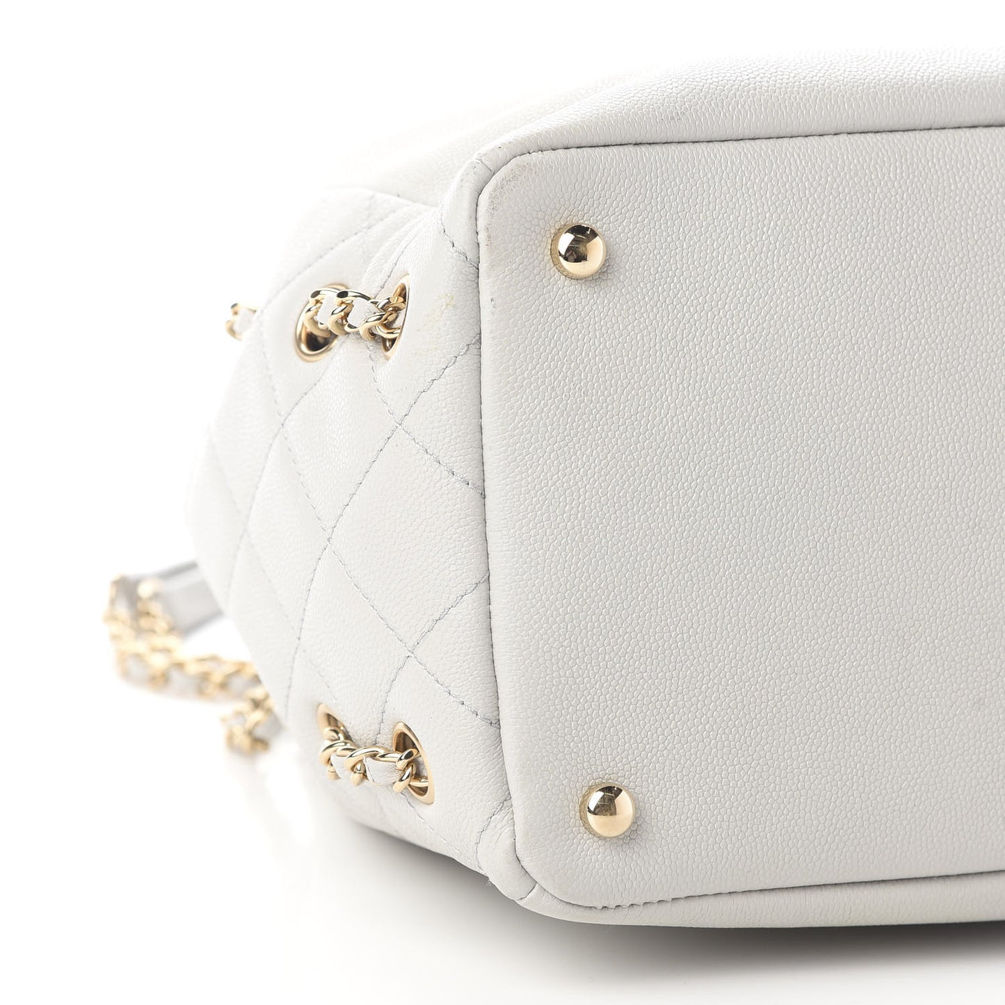 Caviar Quilted Chain Bucket Bag Light Grey