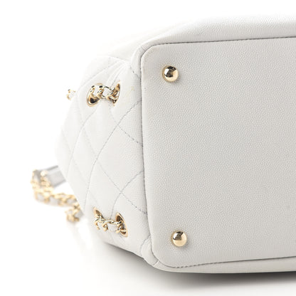 Chanel Caviar Quilted Chain Bucket Bag Light Grey 4 of 9