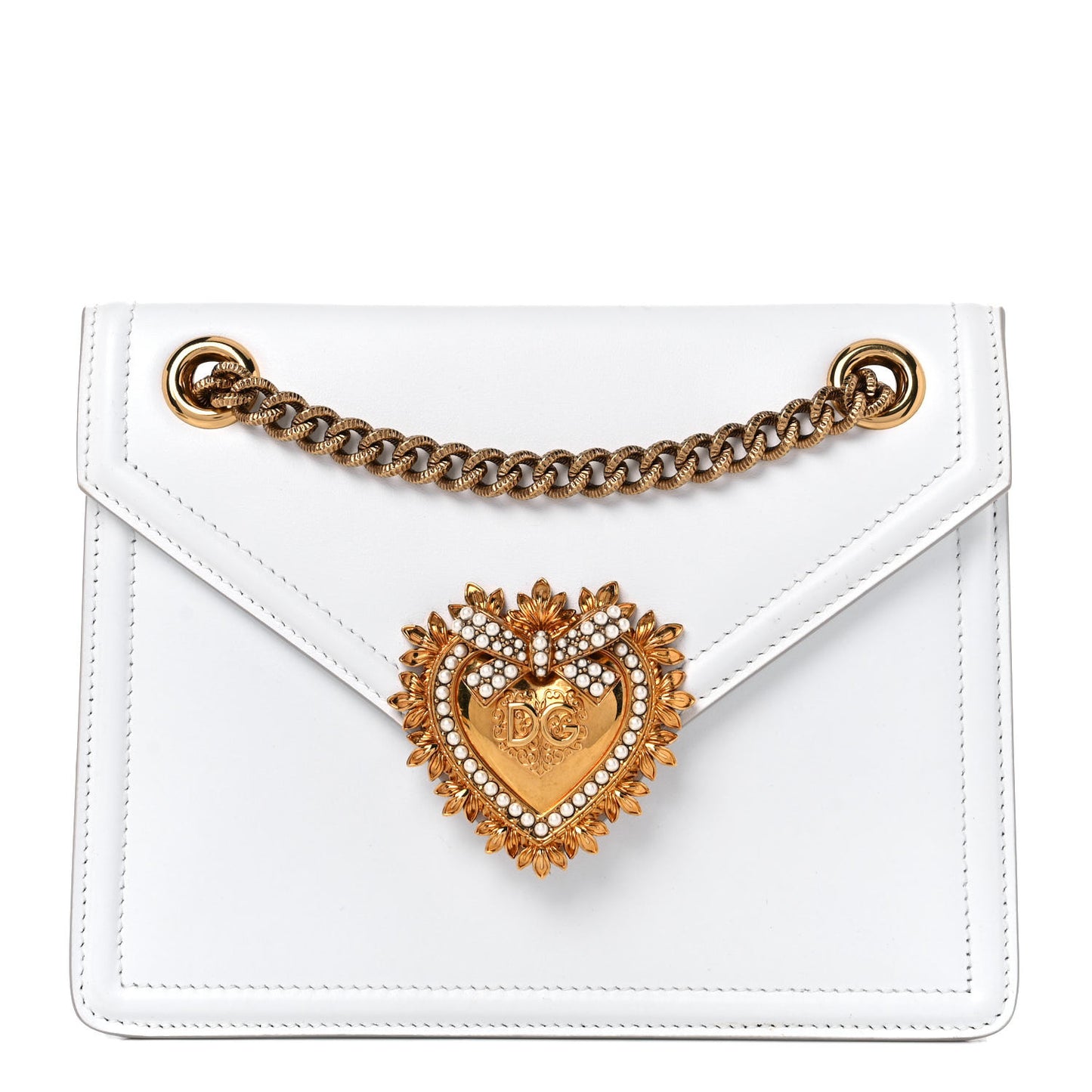 Smooth Calfskin Medium Devotion Crossbody Bag White