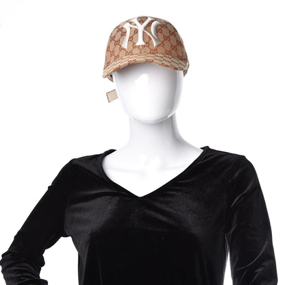 Gucci X MLB Monogram NY Yankees Baseball Hat 57-61 Beige Ruggine 2 of 9