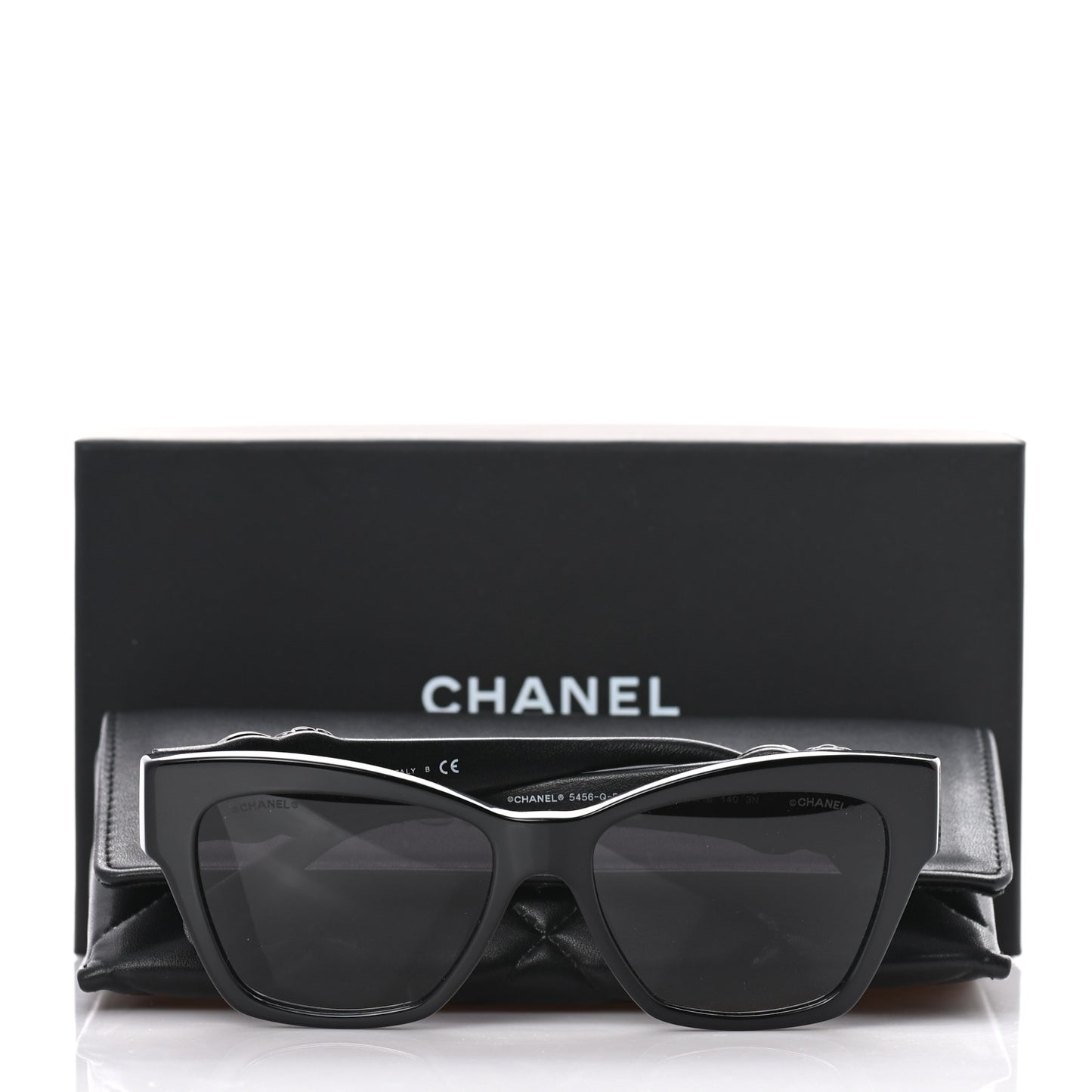 Acetate Square Cat Eye CC Sunglasses 5456 Black