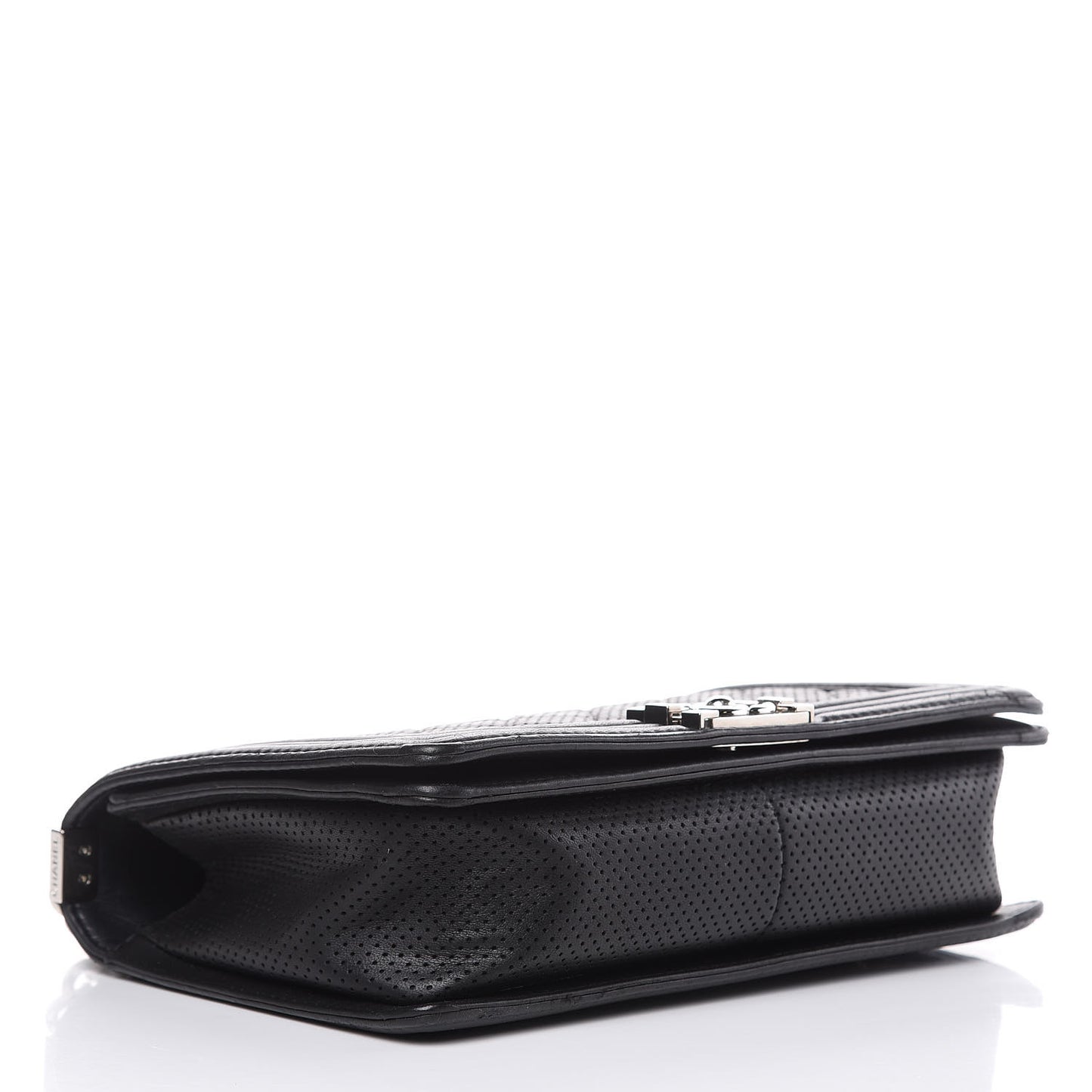 Perforated Lambskin Quilted New Medium Boy Flap Black