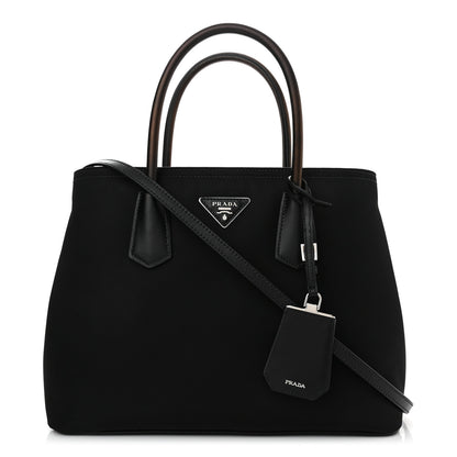 Prada Tessuto Nylon Vitello Medium Double Bag Black 1 of 10