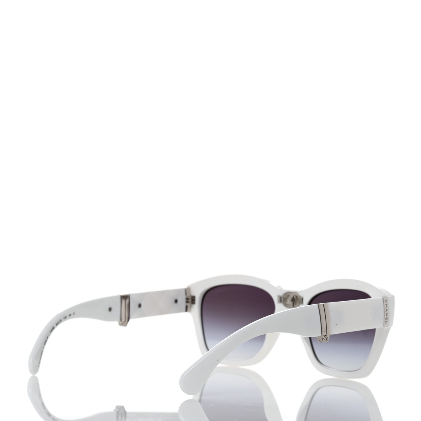 Acetate Metal Square Folding Sunglasses 6055-B White