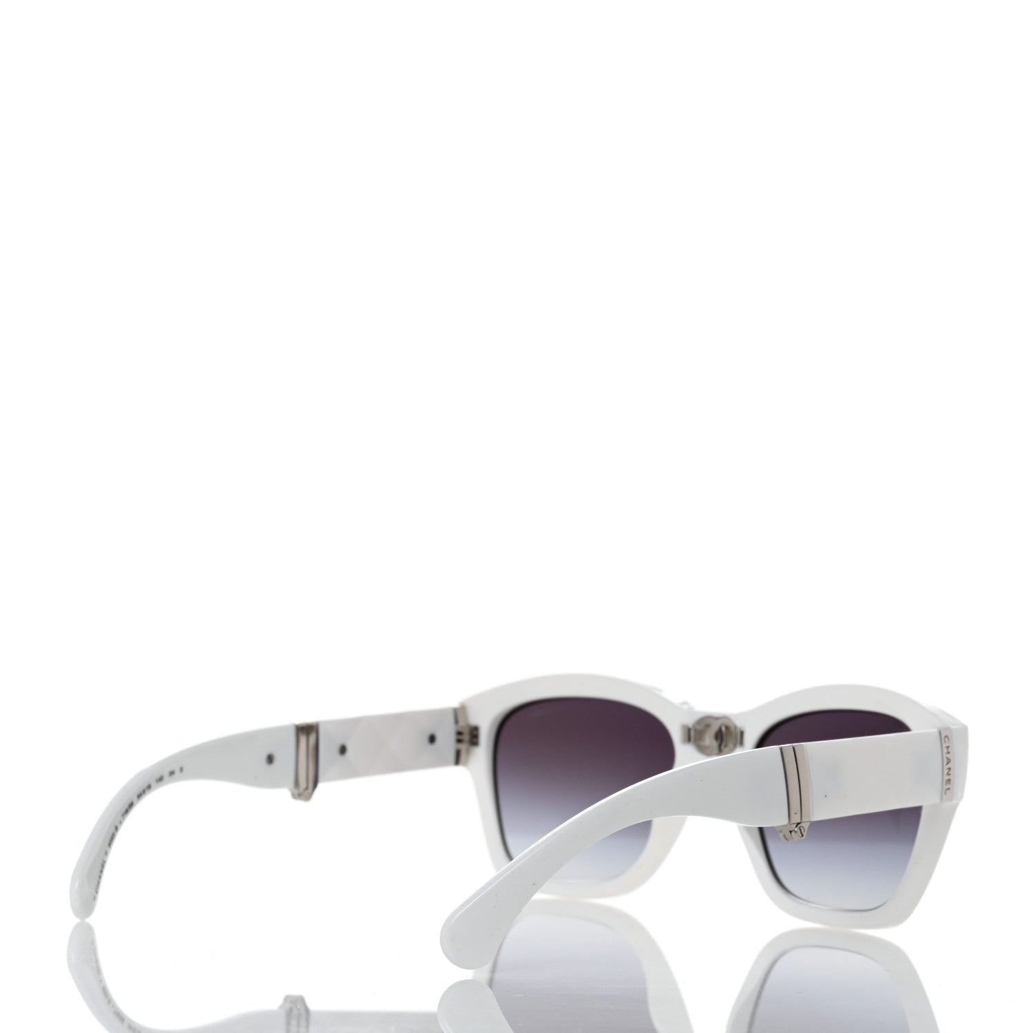 Chanel Acetate Metal Square Folding Sunglasses 6055-B White 4 of 12