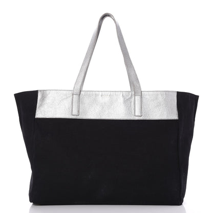 Saint Laurent Metallic Calfskin Large Reversible Shopper Tote Bag Black Silver 3 of 8