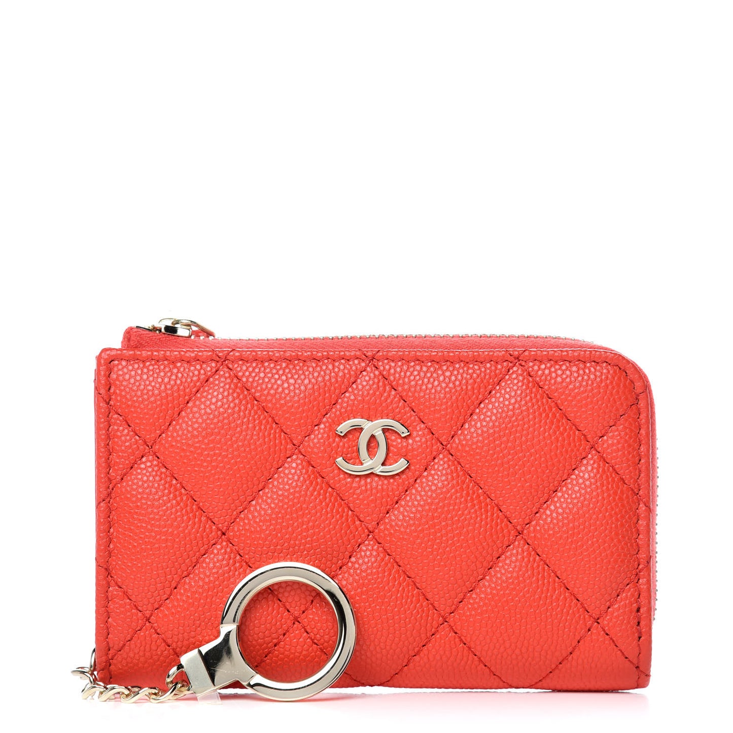 Caviar Quilted Key Holder Case Red
