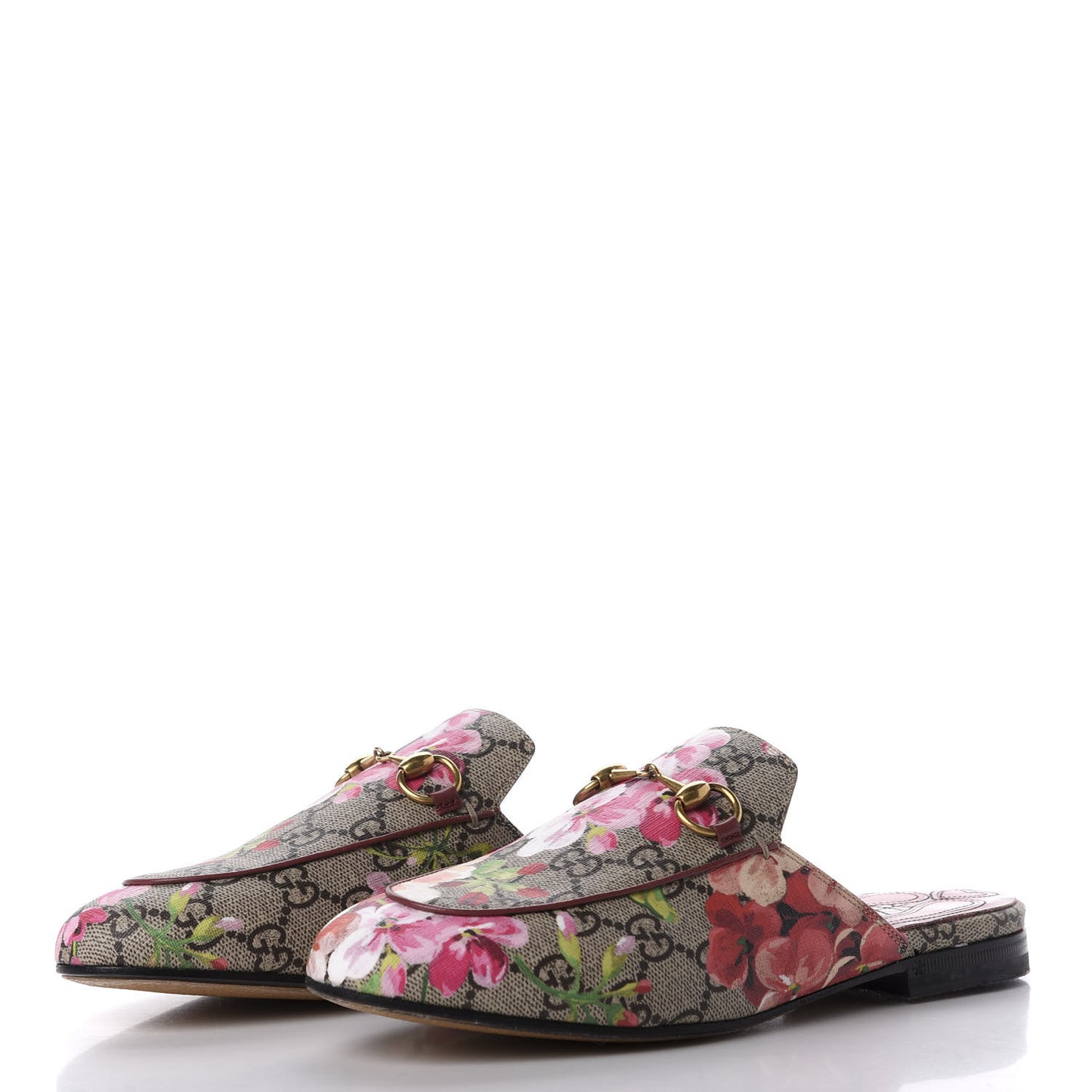 GG Supreme Monogram Blooms Womens Princetown Slippers 36 Beige Multicolor Dry Rose