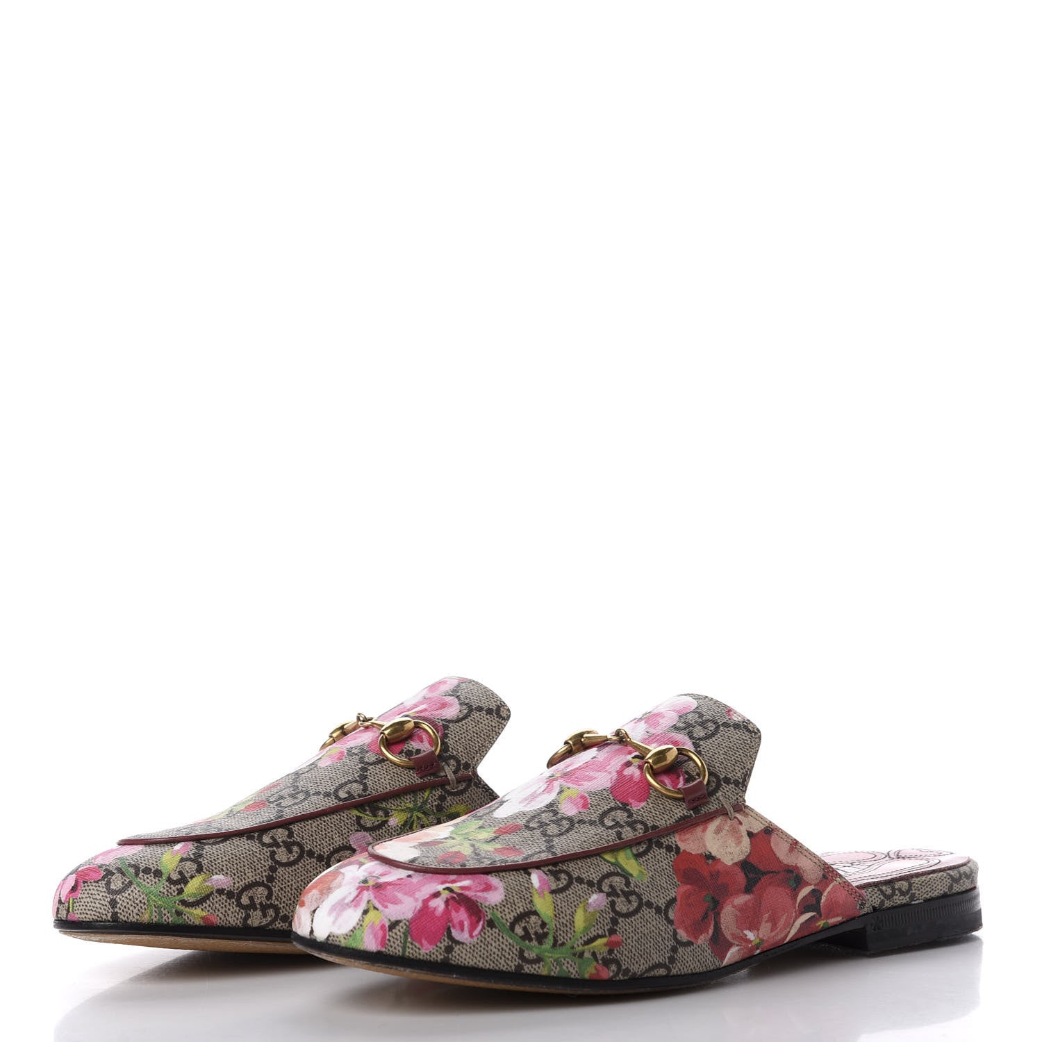 Gucci GG Supreme Monogram Blooms Womens Princetown Slippers 36 Beige Multicolor Dry Rose 2 of 11
