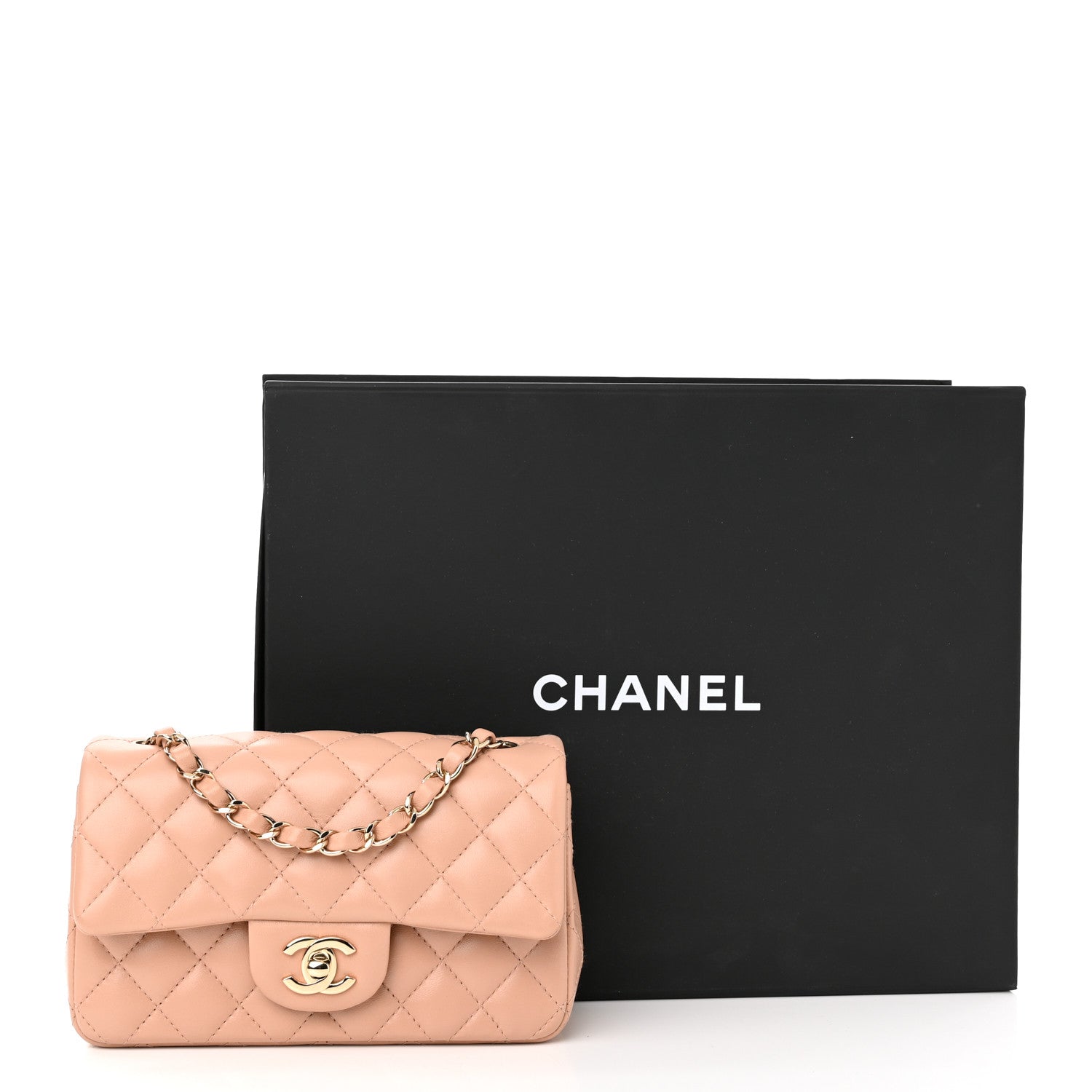 Chanel Lambskin Quilted Mini Rectangular Flap Beige 11 of 11