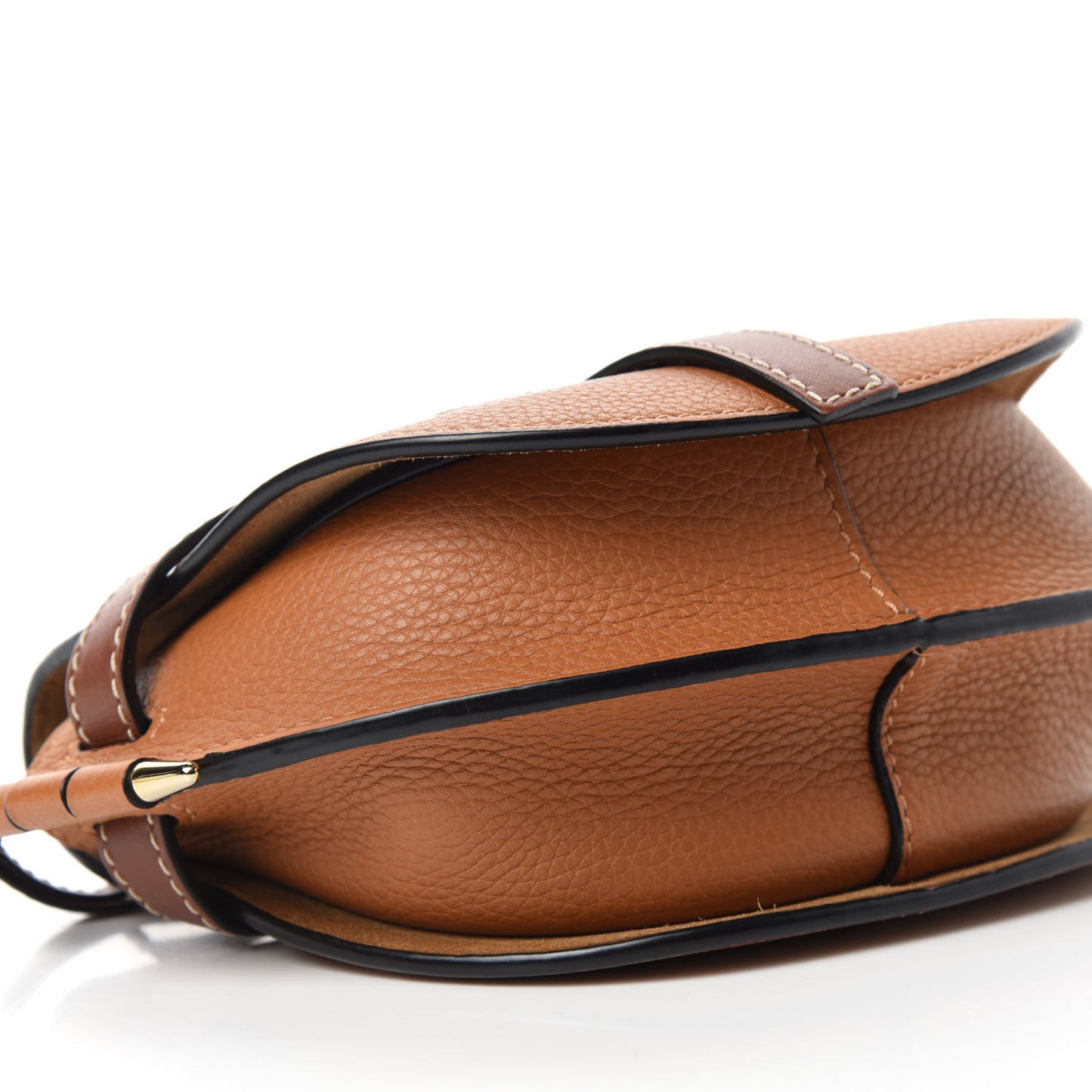 Grained Calfskin Mini Gate Crossbody Bag Caramel Pecan