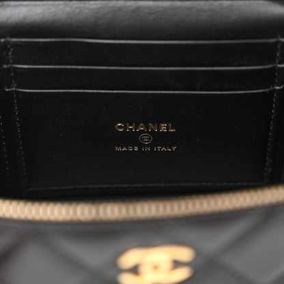 Chanel Lambskin Quilted Metal Small Top Handle Vanity Case With Chain Black 6 of 12