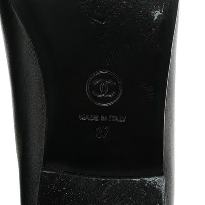Chanel Lambskin Patent Cap Toe Ballerina Flats 37 Black 6 of 9