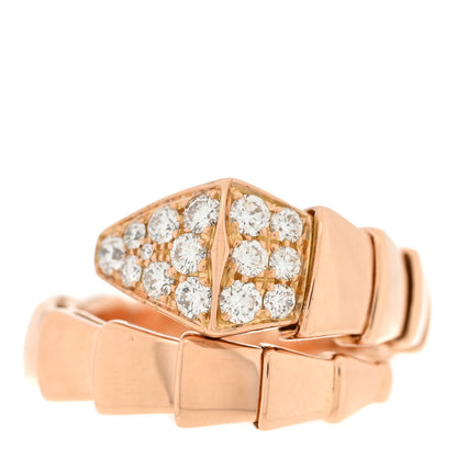 Bulgari 18K Rose Gold Diamond Serpenti Viper Ring M 53 6.5 1 of 5