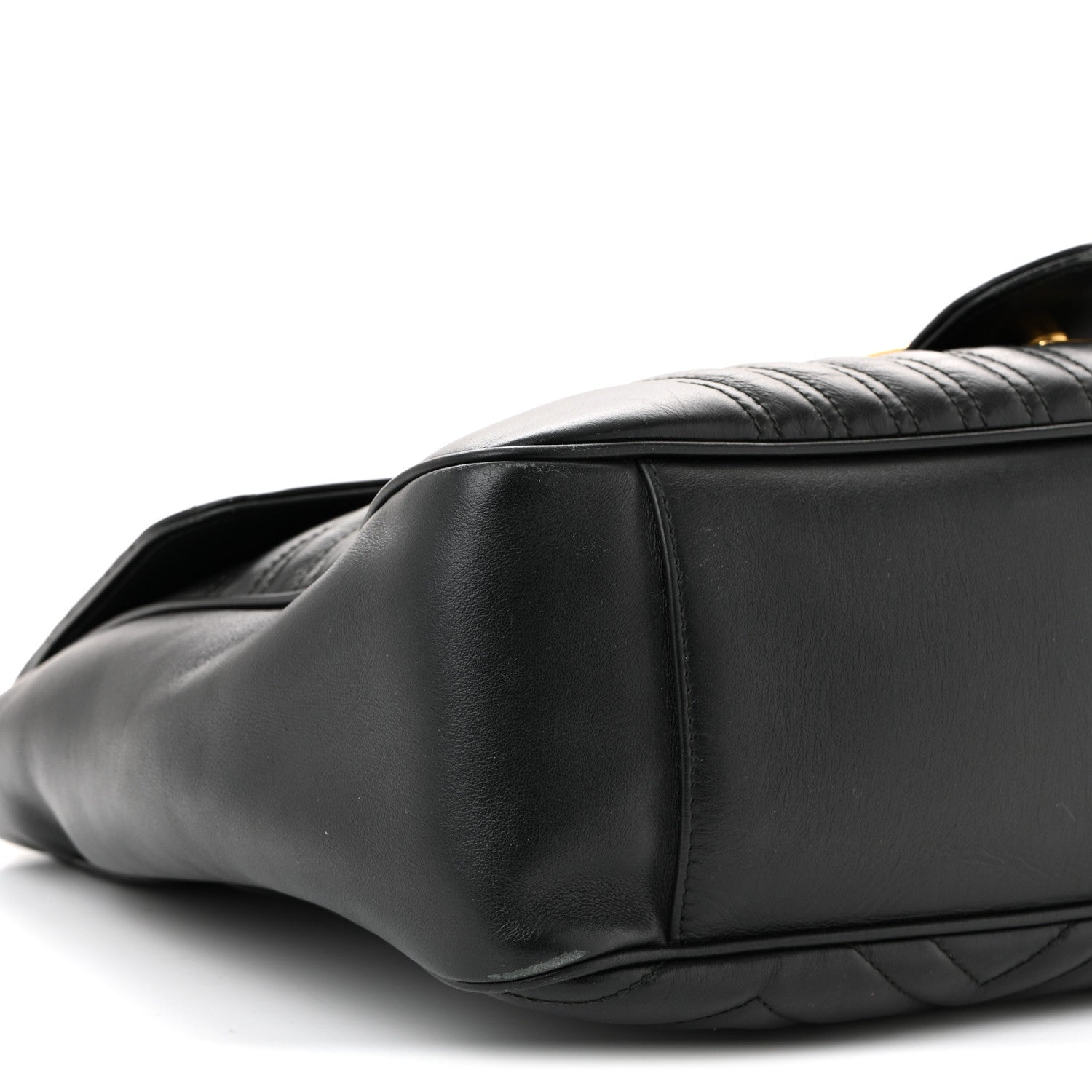 Gucci Calfskin Matelasse Large GG Marmont Shoulder Bag Black 9 of 12