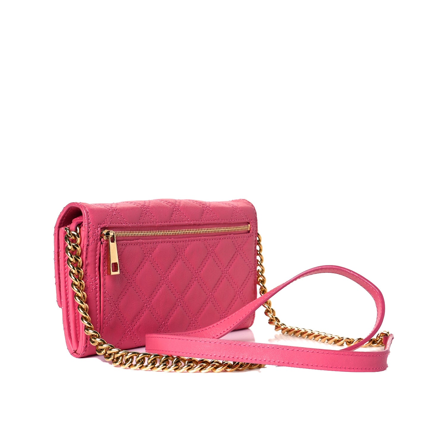 Lambskin Quilted Chain Wallet Pink