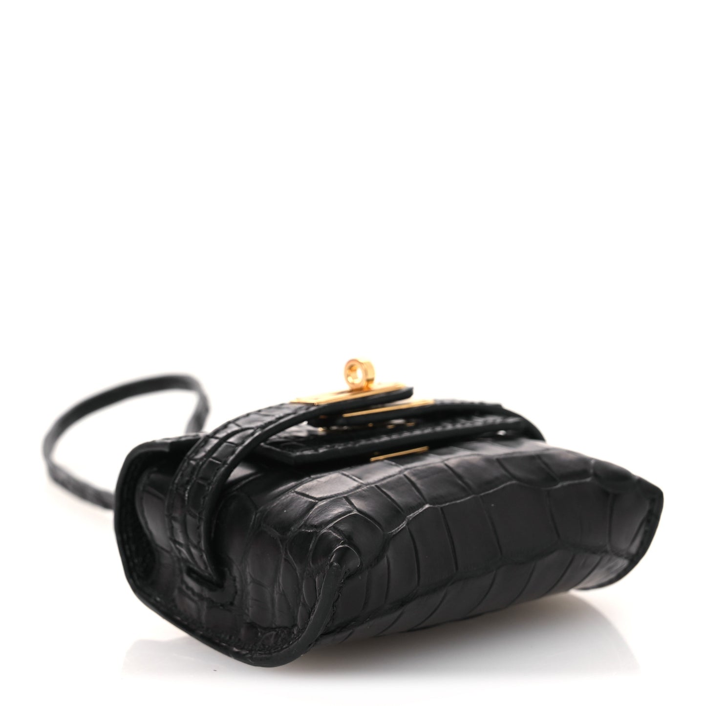 Matte Alligator Festival Kelly Bag Charm Black