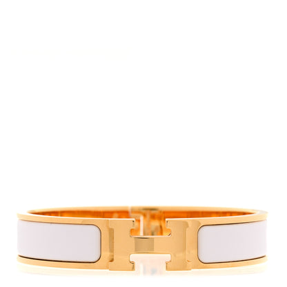 Hermes Enamel Narrow Clic Clac H Bracelet PM White 1 of 5
