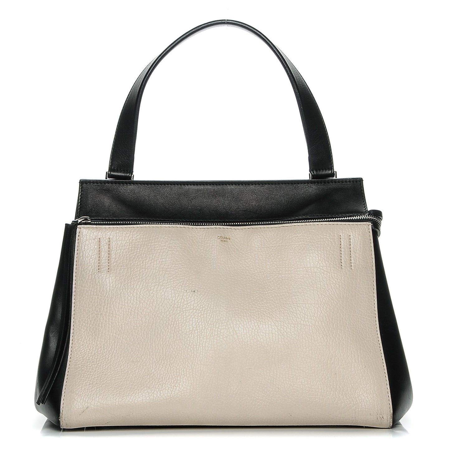 Calfskin Medium Bi-Color Edge Shoulder Bag Cream