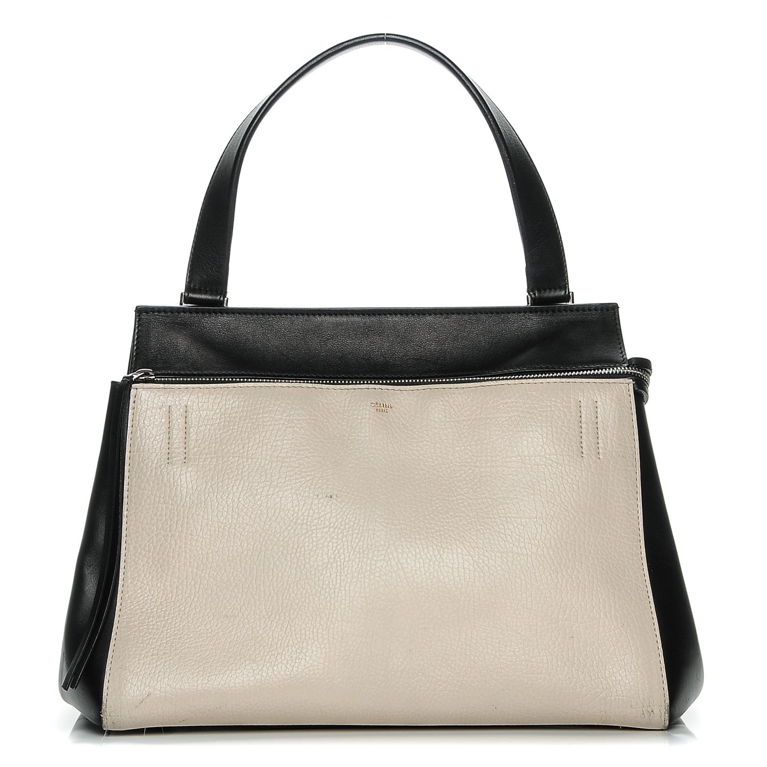 Celine Calfskin Medium Bi-Color Edge Shoulder Bag Cream 1 of 9