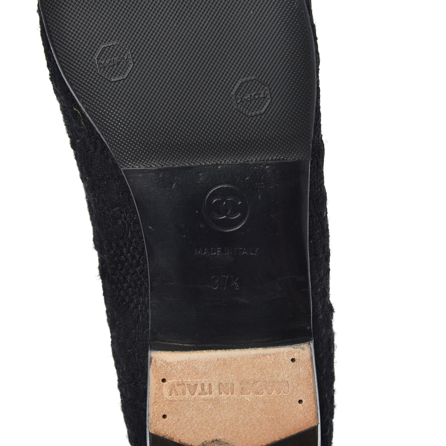 Tweed Patent Cap Toe Ballerina Flats 37.5 Black