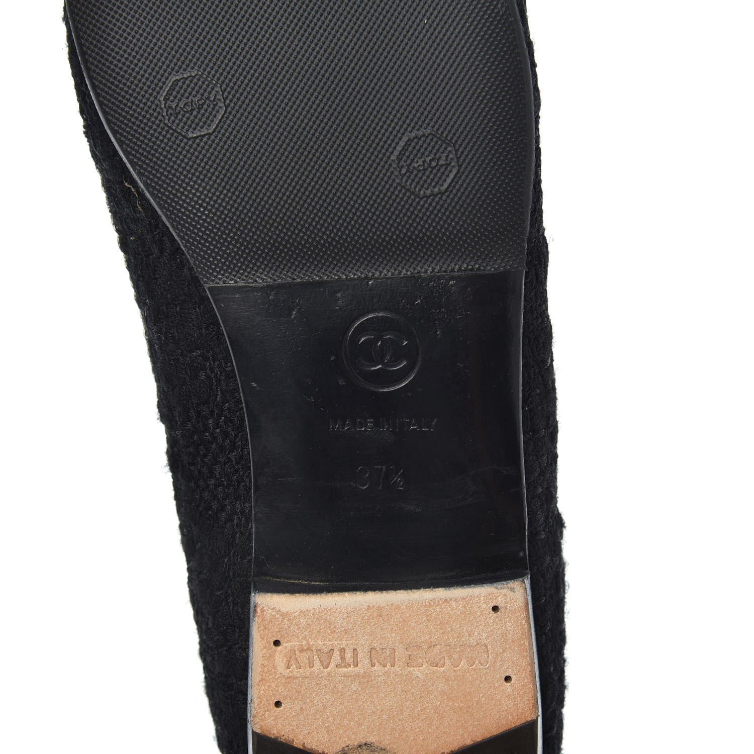 Chanel Tweed Patent Cap Toe Ballerina Flats 37.5 Black 6 of 7