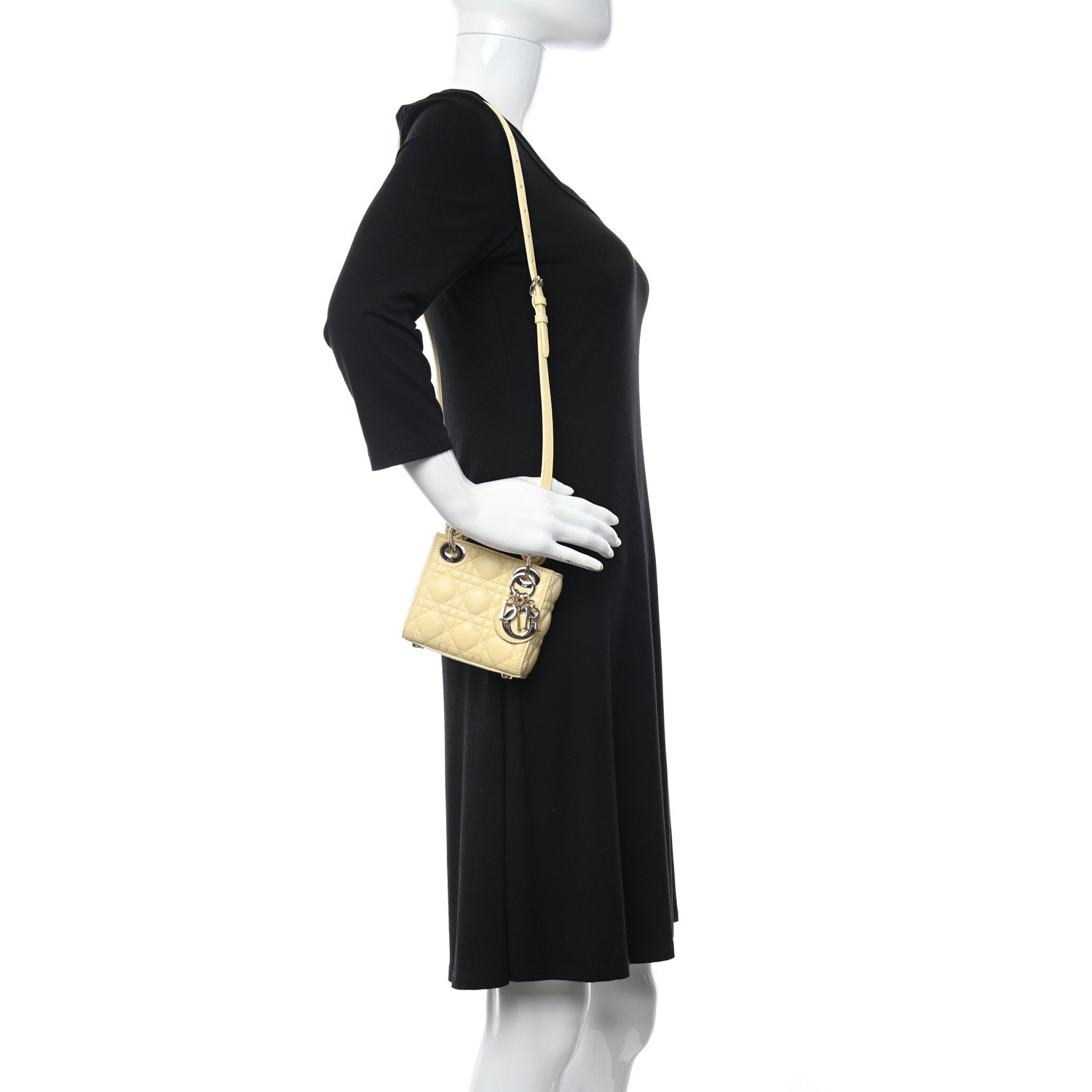 Christian Dior Lambskin Cannage Micro Lady Dior Soft Yellow 2 of 10