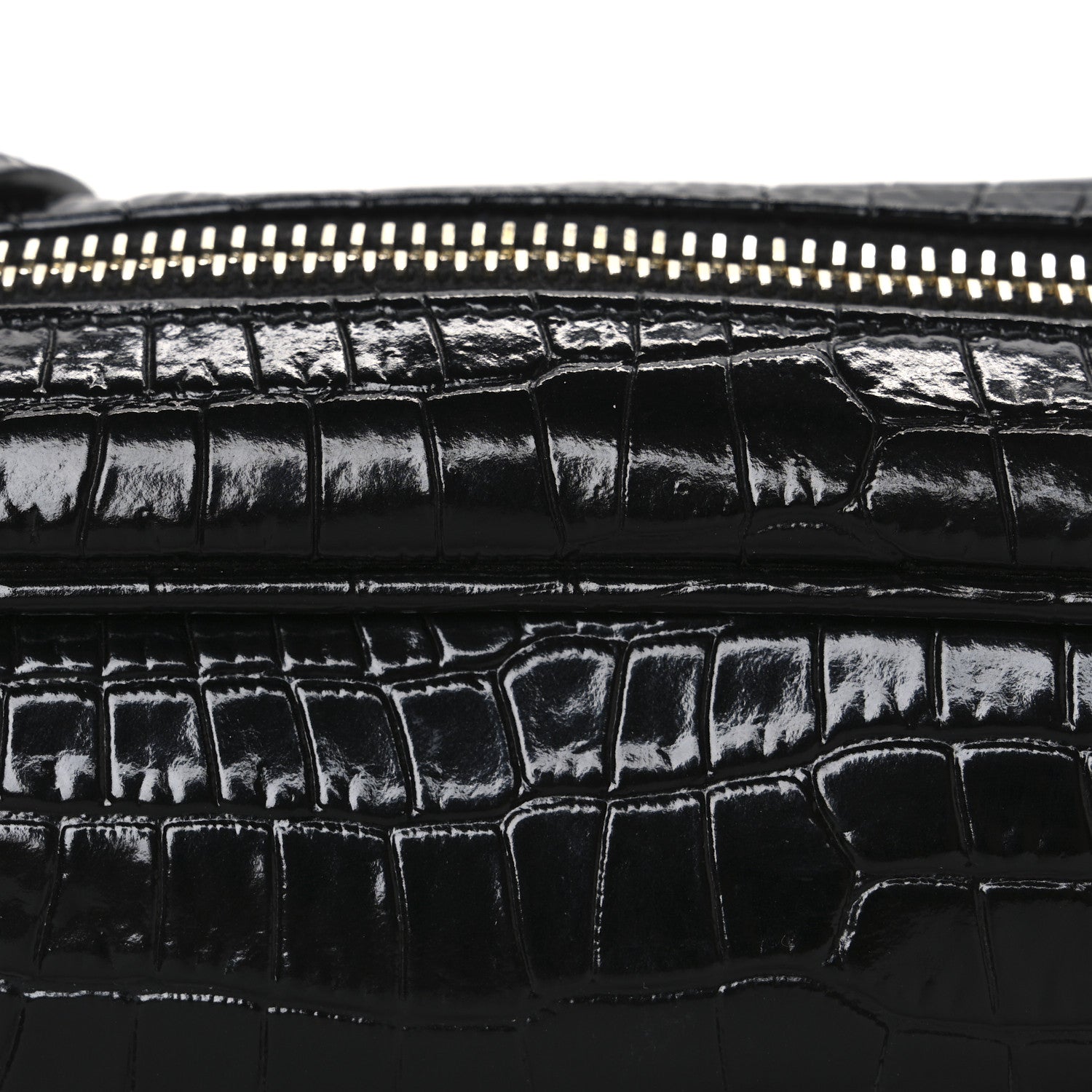 Saint Laurent Patent Calfskin Crocodile Embossed Monogram Lou Camera Bag Black 8 of 12