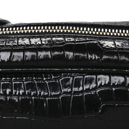 Saint Laurent Patent Calfskin Crocodile Embossed Monogram Lou Camera Bag Black 8 of 12
