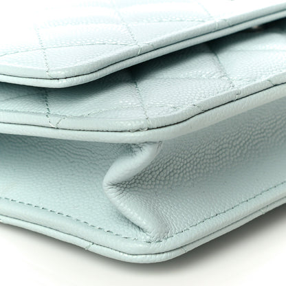 Chanel Caviar Quilted Wallet On Chain WOC Light Blue 10 of 12