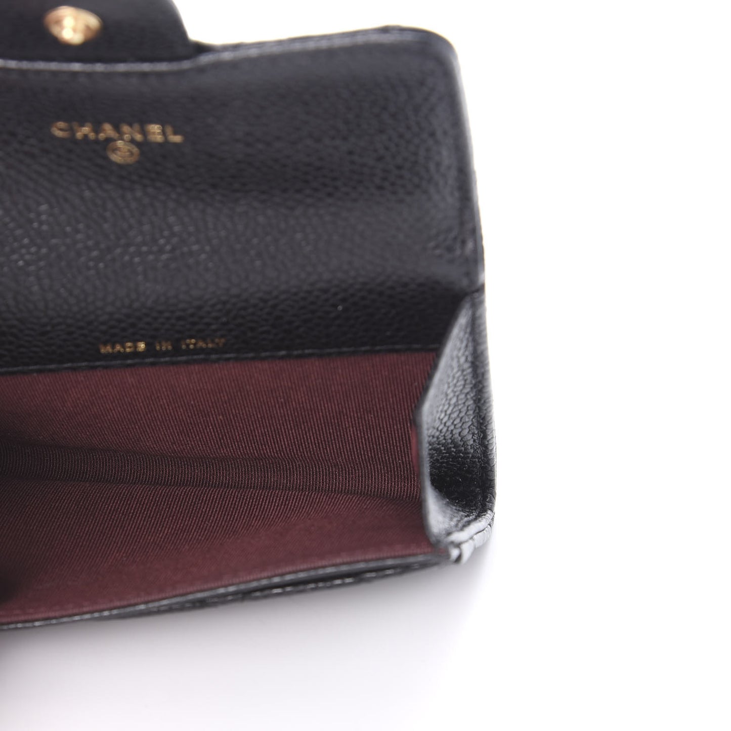 Caviar Quilted Flap Card Holder Black