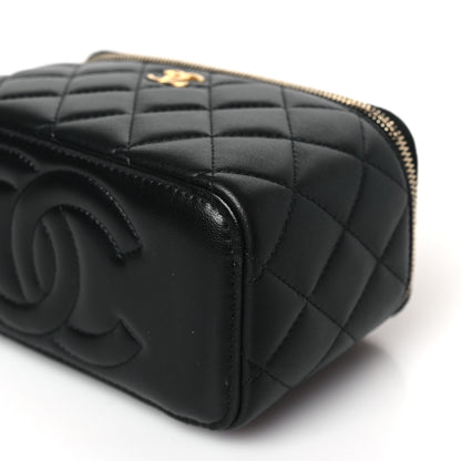 Chanel Lambskin Quilted Metal Small Top Handle Vanity Case With Chain Black 9 of 10
