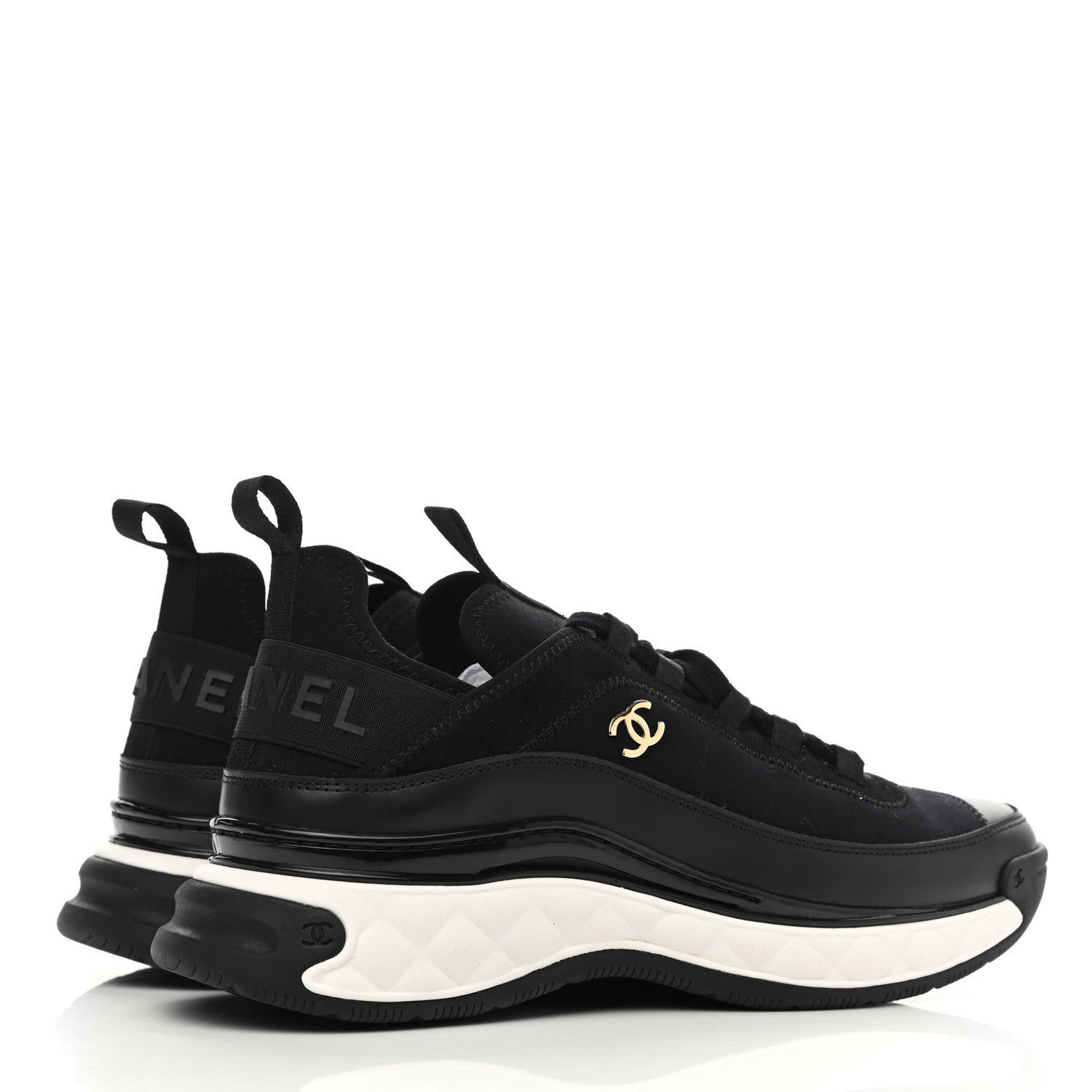 Chanel Fabric Suede CC Sneakers 40 Black 4 of 9