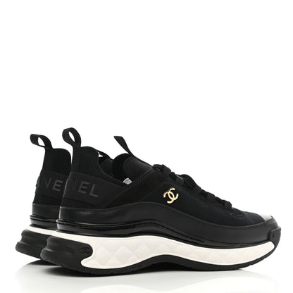 Chanel Fabric Suede CC Sneakers 40 Black 4 of 9