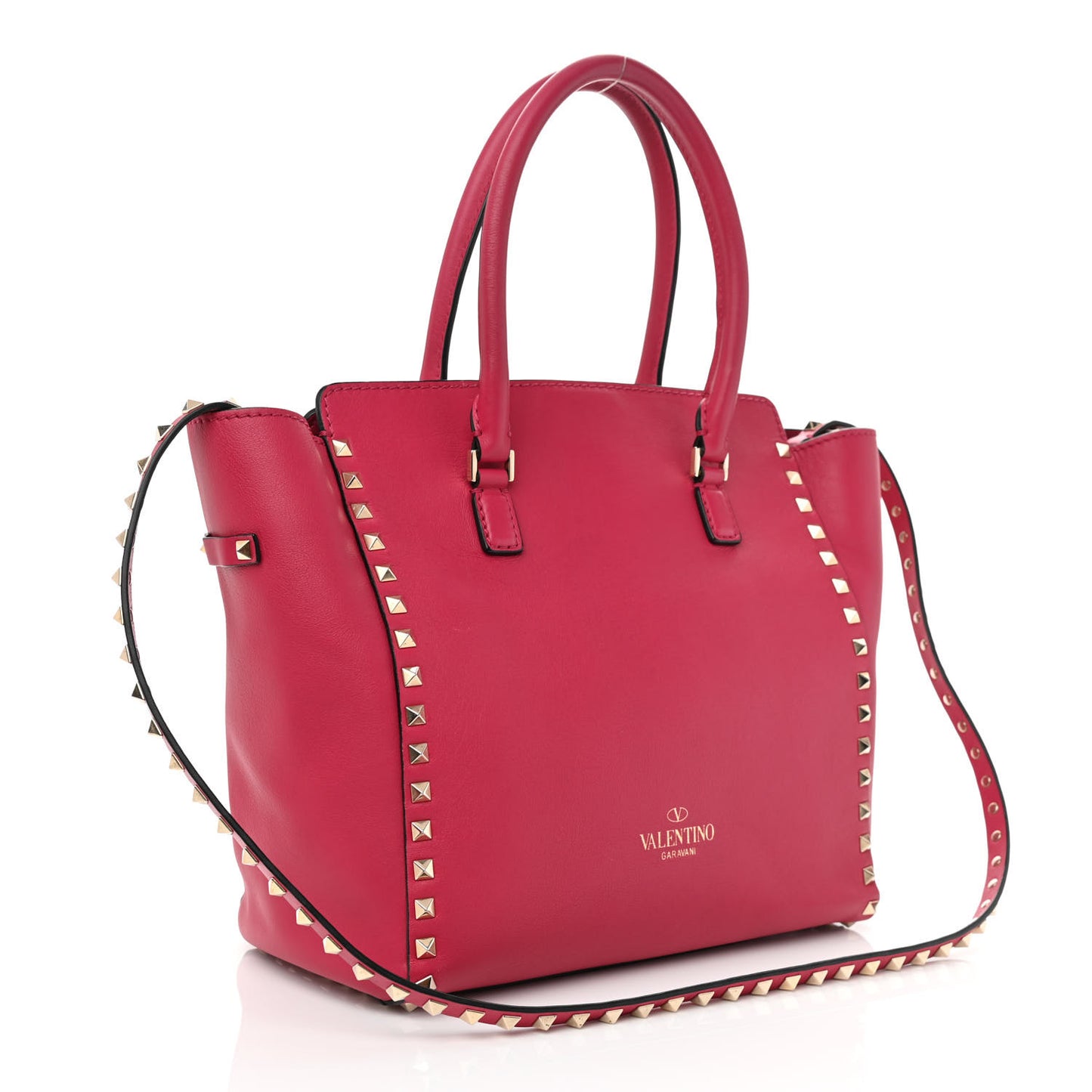 Vitello Rockstud Double Handle Tote Cyclamin