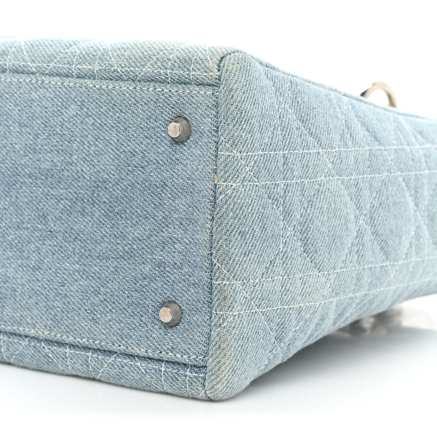 Denim Cannage Medium Lady Dior Light Blue