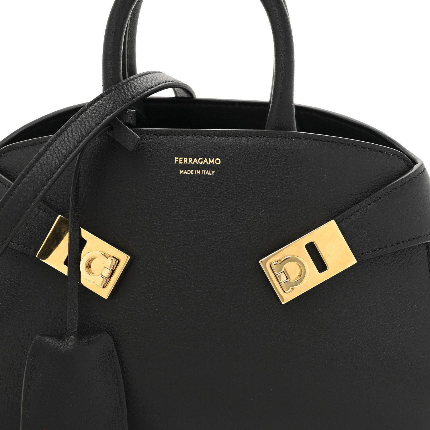 Salvatore Ferragamo Calfskin Mini Hug Bag Black 7 of 10