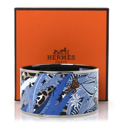 Hermes Enamel Printed Jaguar Quetzal Extra Wide Bracelet 65 Mediterannee 6 of 6